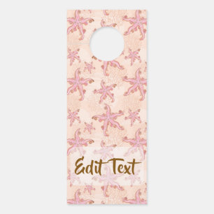 Starfish and Coral Pink Pastel Pattern Door Hanger