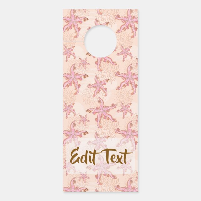 Starfish and Coral Pink Pastel Pattern Door Hanger (Front)