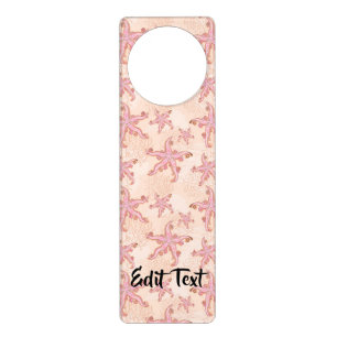 Starfish and Coral Pink Pastel Pattern Door Hanger