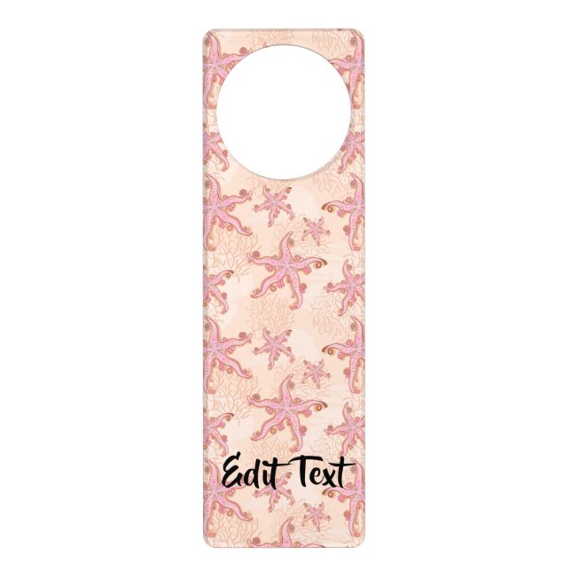 Starfish and Coral Pink Pastel Pattern Door Hanger (Front)