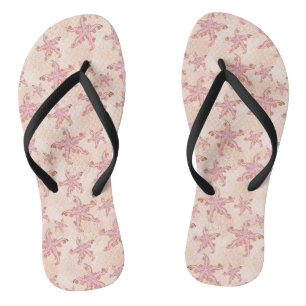 Starfish and Coral Pink Pastel Pattern Flip Flops