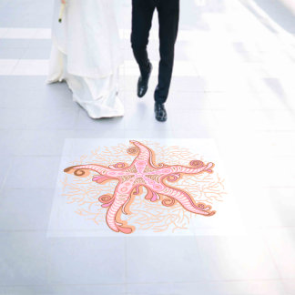 Starfish and Coral Pink Pastel Pattern Floor Decals