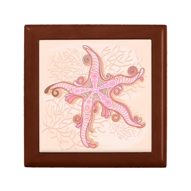 Starfish and Coral Pink Pastel Pattern Gift Box (Front)
