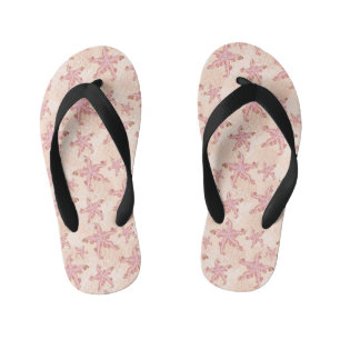 Starfish and Coral Pink Pastel Pattern Kid's Flip Flops