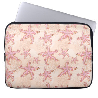 Starfish and Coral Pink Pastel Pattern Laptop Sleeve