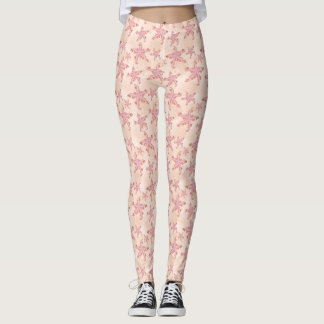 Starfish and Coral Pink Pastel Pattern Leggings