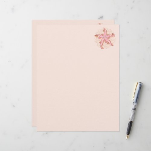 Starfish and Coral Pink Pastel Pattern Letterhead