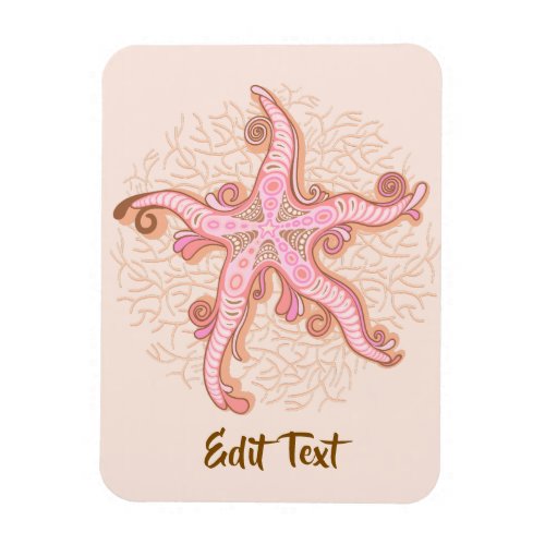 Starfish and Coral Pink Pastel Pattern Magnet