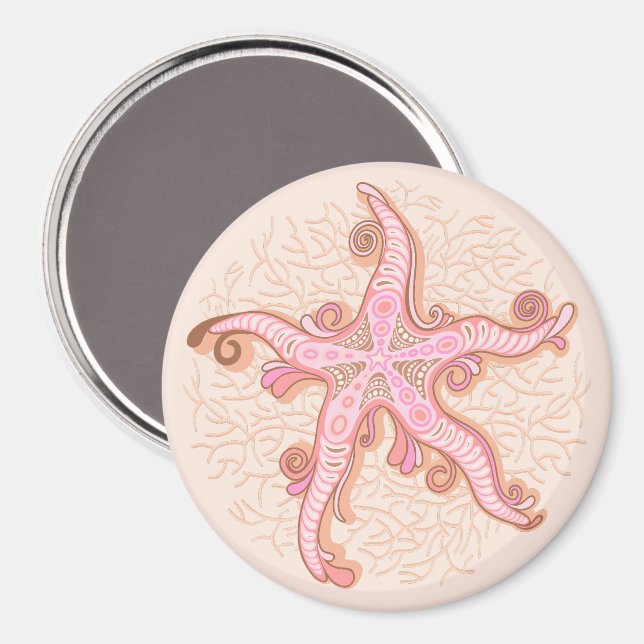 Starfish and Coral Pink Pastel Pattern Magnet (Front/Back)