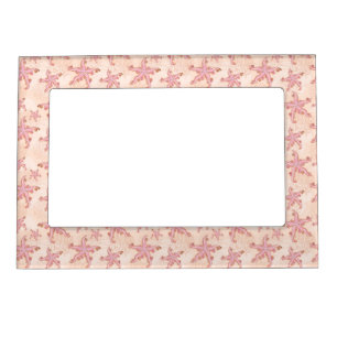 Starfish and Coral Pink Pastel Pattern Magnetic Frame