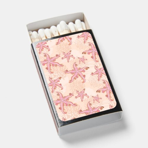 Starfish and Coral Pink Pastel Pattern Matchboxes