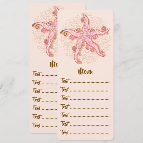 Starfish and Coral Pink Pastel Pattern Menu