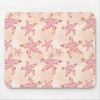 Starfish and Coral Pink Pastel Pattern Mouse Pad