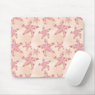 Starfish and Coral Pink Pastel Pattern Mouse Pad