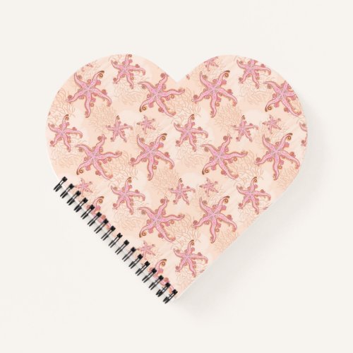 Starfish and Coral Pink Pastel Pattern Notebook