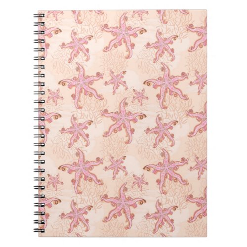 Starfish and Coral Pink Pastel Pattern Notebook
