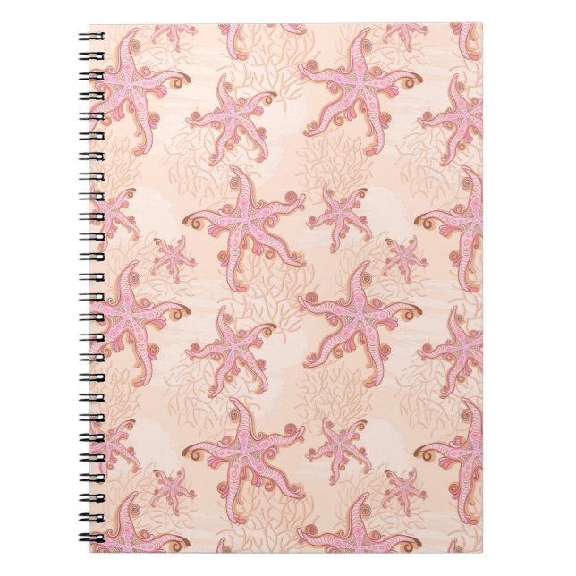 Starfish and Coral Pink Pastel Pattern Notebook (Front)