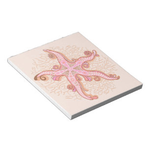 Starfish and Coral Pink Pastel Pattern Notepad