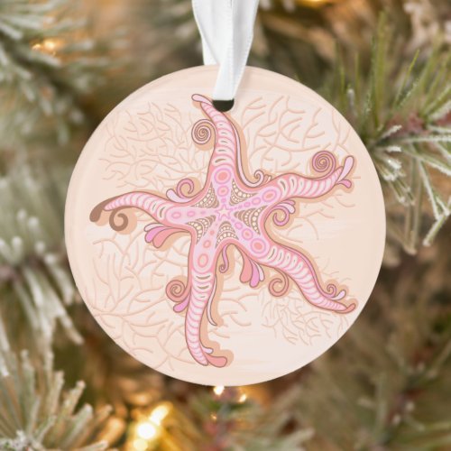 Starfish and Coral Pink Pastel Pattern Ornament