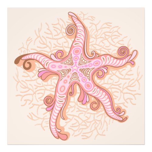 Starfish and Coral Pink Pastel Pattern Photo Print