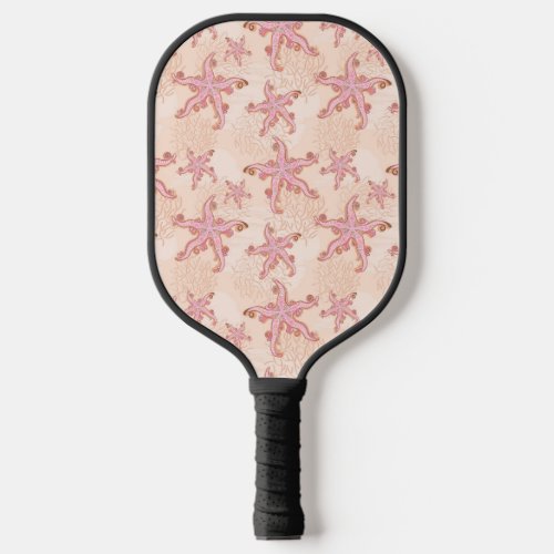 Starfish and Coral Pink Pastel Pattern Pickleball Paddle
