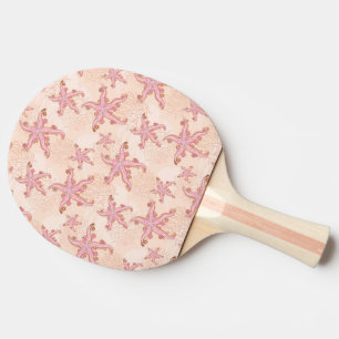 Starfish and Coral Pink Pastel Pattern Ping Pong Paddle