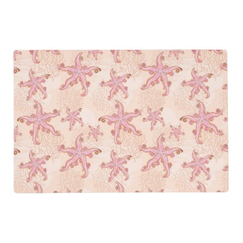 Starfish and Coral Pink Pastel Pattern Placemat