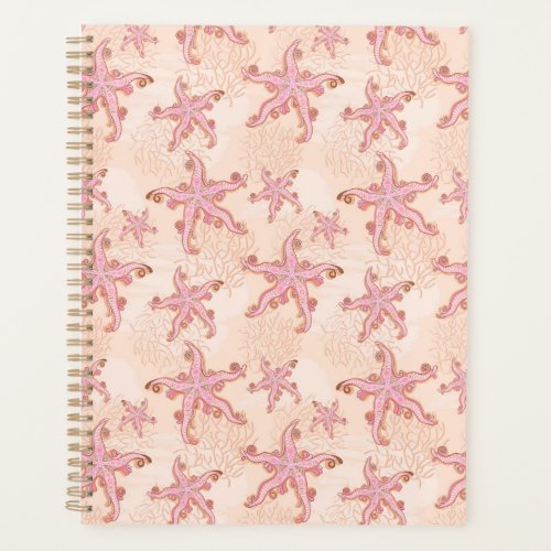 Starfish and Coral Pink Pastel Pattern Planner