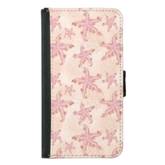 Starfish and Coral Pink Pastel Pattern Samsung Galaxy S5 Wallet Case