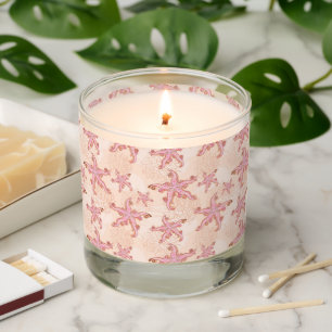 Starfish and Coral Pink Pastel Pattern Scented Candle
