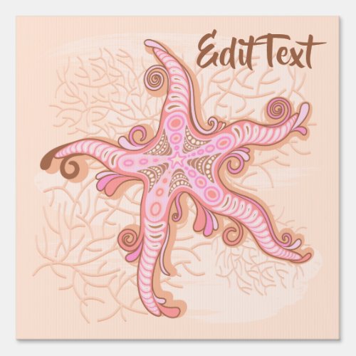 Starfish and Coral Pink Pastel Pattern Sign
