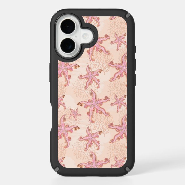 Starfish and Coral Pink Pastel Pattern Speck iPhone Case (Front)