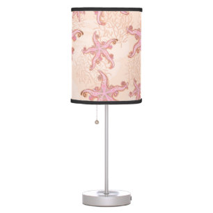 Starfish and Coral Pink Pastel Pattern Table Lamp