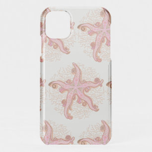 Starfish and Coral Pink Pastel Pattern iPhone 11 Case