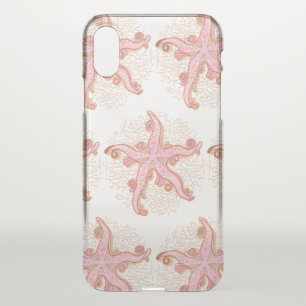 Starfish and Coral Pink Pastel Pattern iPhone XS Case