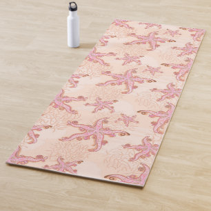 Starfish and Coral Pink Pastel Pattern Yoga Mat