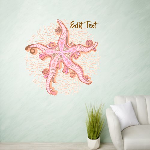 Starfish and Coral Pink Pastel Wall Decal