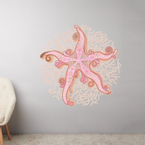 Starfish and Coral Pink Pastel Wall Decal