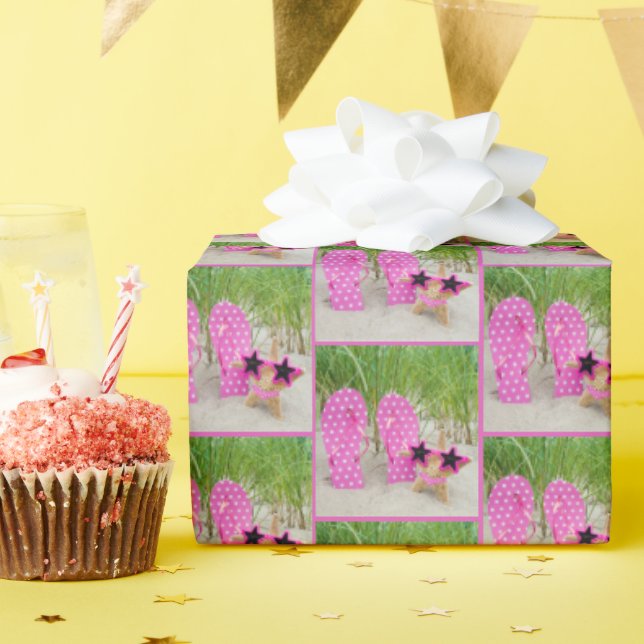 Starfish and Flip-Flops in Sand Wrapping Paper (Birthday Party)