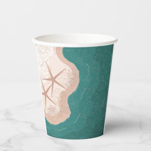 Starfish and Green Ocean Paper Cups