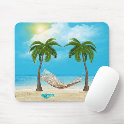 Starfish and Hammock on Tropical Beach Mouse Pad