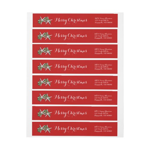 Starfish and Holly Red Wrap Around Label