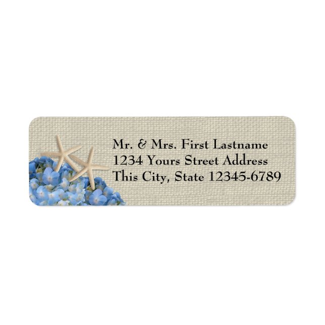 Starfish and Hydrangeas Label (Front)
