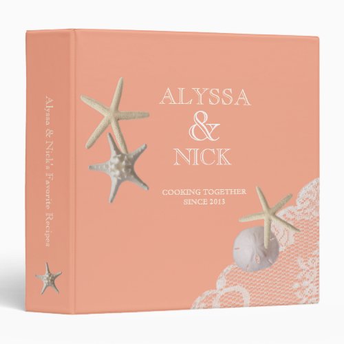 Starfish and Lace Beach Recipes 3 Ring Binder