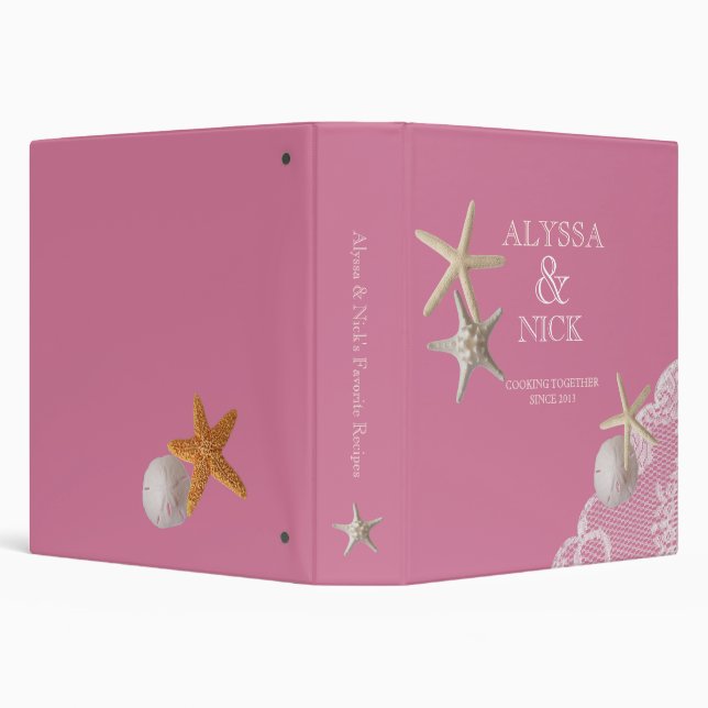 Starfish and Lace Beach Recipes Pink Binder (Background)