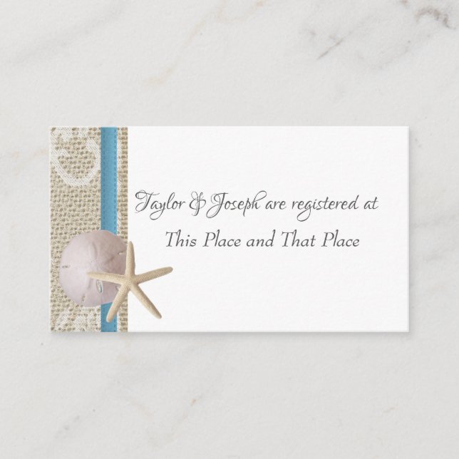 Starfish and Lace Registry Information Business Card (Front)