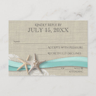 Starfish and Lace Rustic Response Card