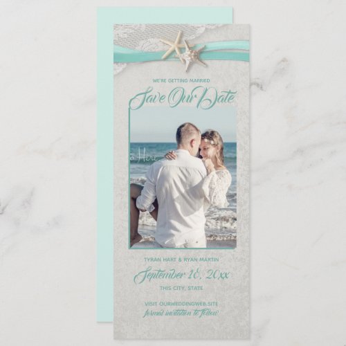 Starfish and Lace Save the Date Photo Invitation