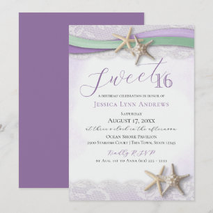 Starfish and Lace Sweet 16 Invitation