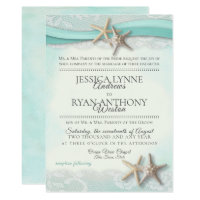 Starfish and Lace Vintage Beach Wedding Invitation